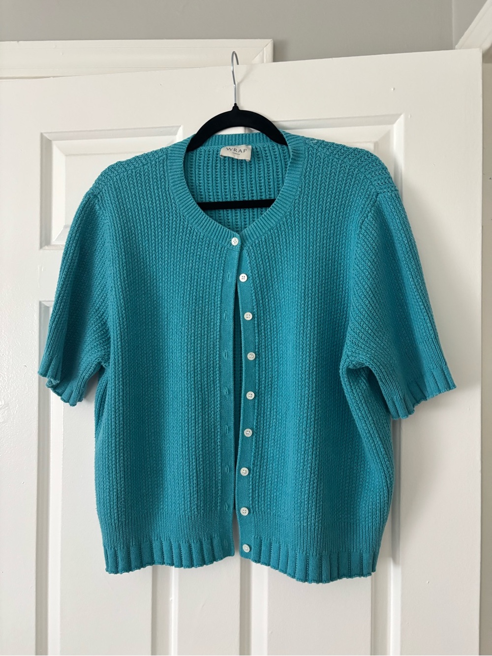 Wrap London 100% Organic Cotton Turquoise Cardigan - Size 16 - Like New - Picture 3 of 10